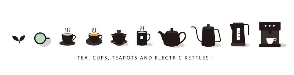 Set of tea related vector line icons. Stock Illustration