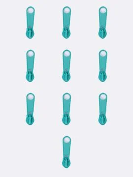 Set of teal zipper pulls Stock Photos