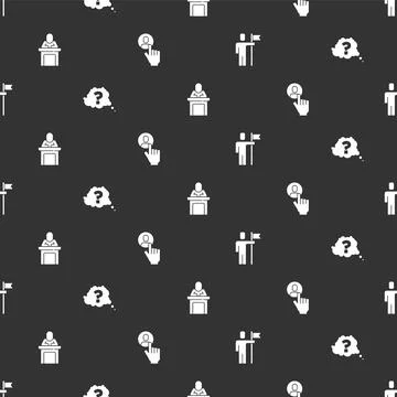 Set Team leader, Question mark, Speaker and Head hunting on seamless pattern Stock Illustration
