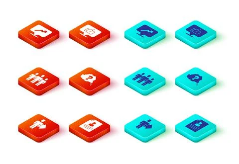Set Team leader, Resume, Users group, Question mark, Hand like and Graph, s.. Stock Illustration