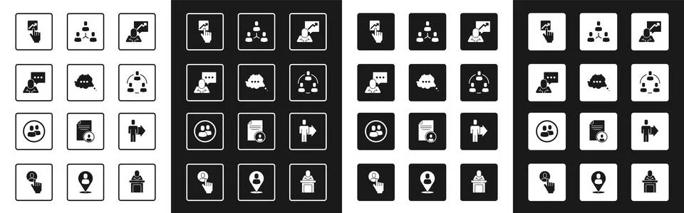 Set Team leader, Speech bubble chat, Project team base,  and  icon. Vector Stock Illustration