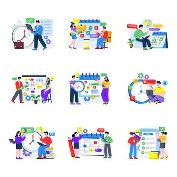 Set of Teamwork Flat Illustrations Stock Illustration