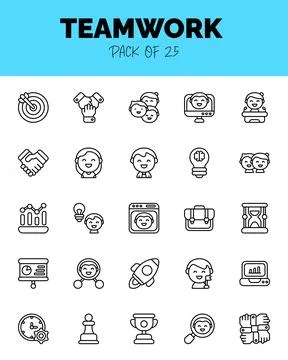 Set of Teamwork Lineal icons for logo &amp; web. Vector illustration Stock Illustration