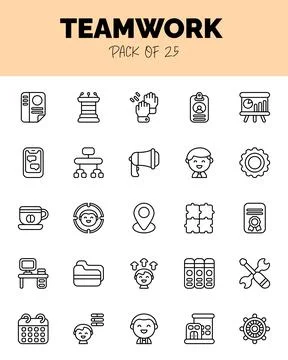 Set of Teamwork Lineal icons for logo &amp; web. Vector illustration Stock Illustration