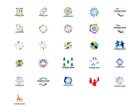 Set of Teamwork Management People Group Logo Illustration