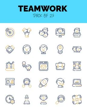 Set of Teamwork Two Color icons for logo &amp; web. Vector illustration Stock Illustration