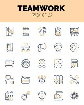 Set of Teamwork Two Color icons for logo &amp; web. Vector illustration Stock Illustration
