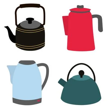 Set of teapots of different shapes and design. Stock Illustration