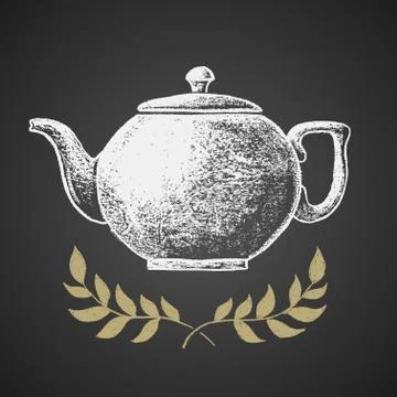 Set of teapots drawn on chalkboard Иллюстрация