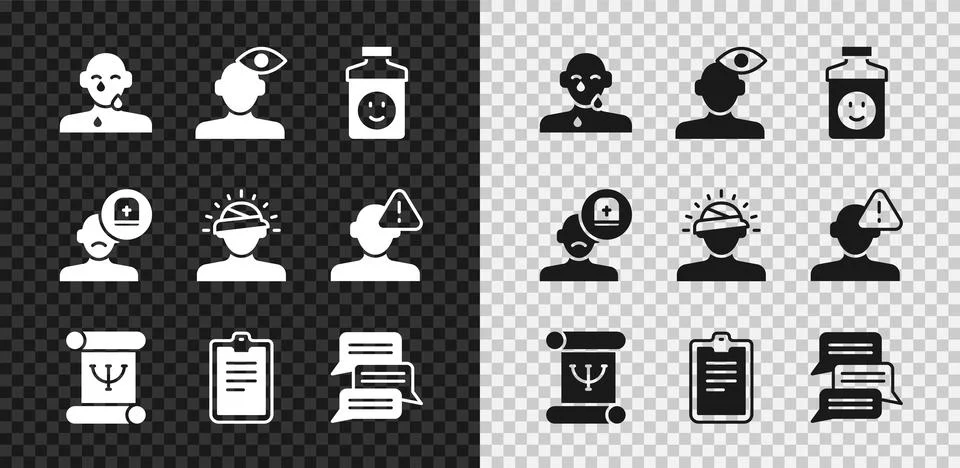 Set Tear cry eye, Solution problem in psychology, Antidepressants, Psychology Stockillustratie