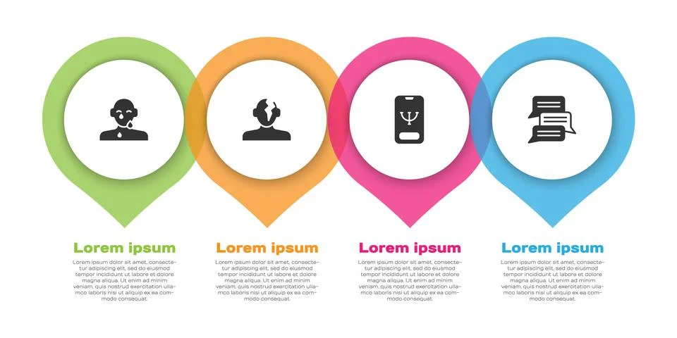 Set Tear cry eye, Solution problem in psychology, Online psychological Illustrazione stock