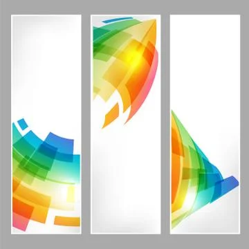 Set tech banners with abstract business symbol Stock Illustration