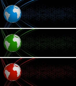 Set of tech banners with globe. Eps 10 Set of tech banners with globe. Eps... Foto stock