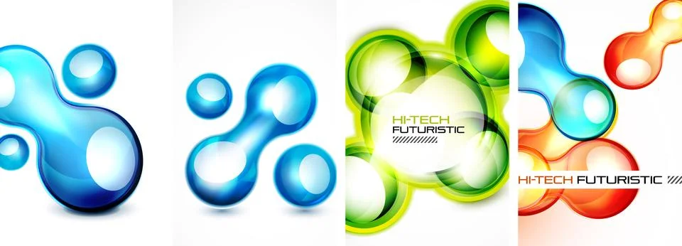 Set of tech bubbles and spheres posters. Vector illustration For Wallpaper Stock Illustration