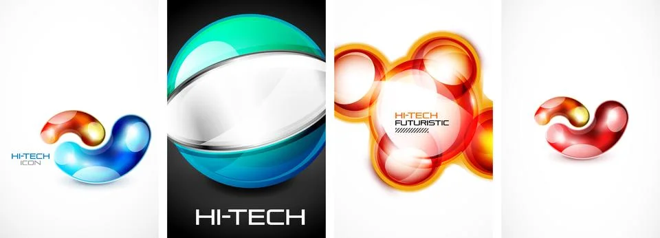 Set of tech bubbles and spheres posters. Vector illustration For Wallpaper Stock Illustration