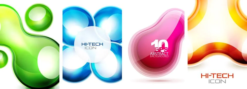 Set of tech bubbles and spheres posters. Vector illustration For Wallpaper Stock Illustration