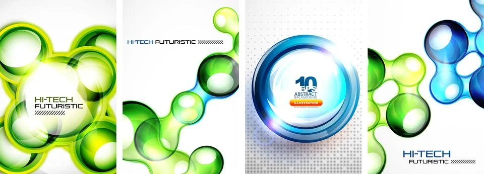 Set of tech bubbles and spheres posters. Vector illustration For Wallpaper Stock Illustration