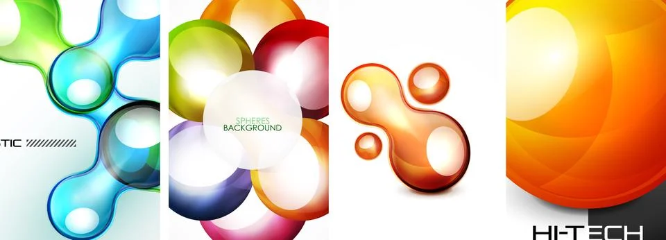 Set of tech bubbles and spheres posters. Vector illustration For Wallpaper Stock Illustration