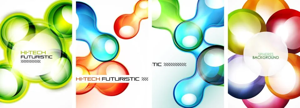 Set of tech bubbles and spheres posters. Vector illustration For Wallpaper Stock Illustration