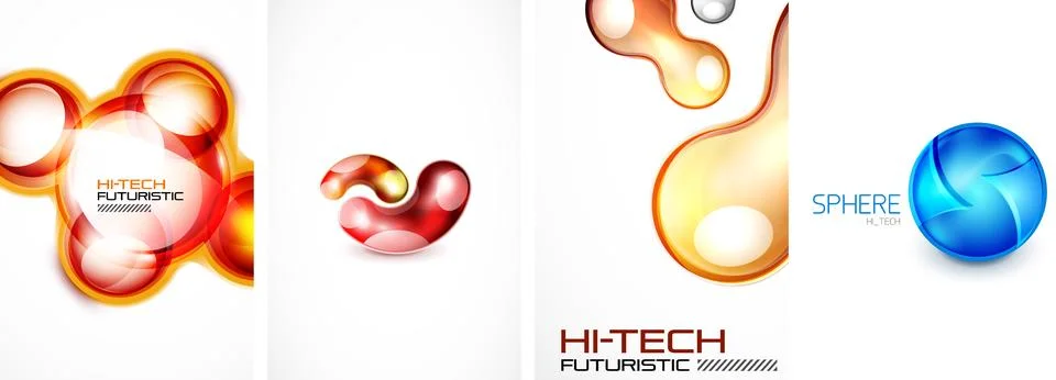 Set of tech bubbles and spheres posters. Vector illustration For Wallpaper 스톡 일러스트