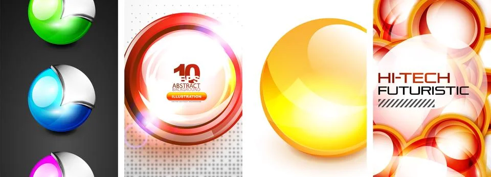 Set of tech bubbles and spheres posters. Vector illustration For Wallpaper Stock Illustration