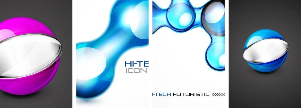 Set of tech bubbles and spheres posters. Vector illustration For Wallpaper Stockillustratie