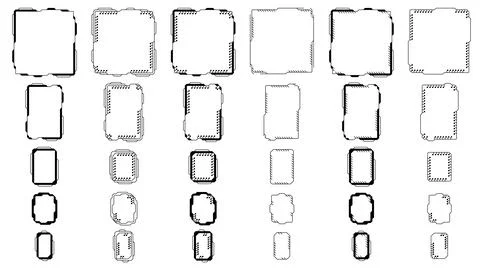 Set of tech frames isolated on white background. Hud frame with pcb elements. Illustrazione stock