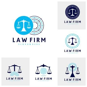 Set of Tech Justice logo vector template, Creative Law Firm logo design conce Stock Illustration