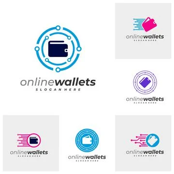 Set of Tech Wallets logo vector template, Creative Wallets logo design concep Stock Illustration