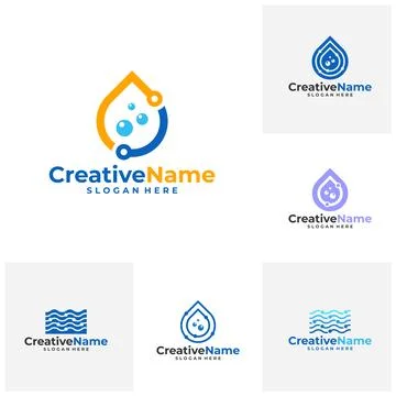 Set of Tech water logo design vector template, Creative tech water waves lo.. Stock Illustration