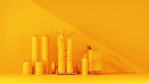 Set of technical balloons in plain orange color Stock Illustration