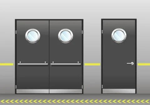 Set of technical doors with portholes Stock Illustration