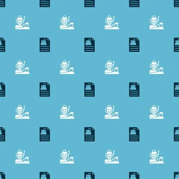 Set Technical specification and Robot humanoid driving car on seamless pattern 스톡 일러스트