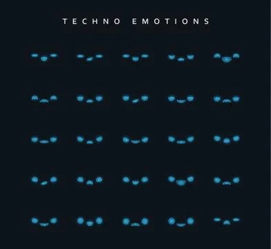 Set techno emotions to create characters. Stock Illustration