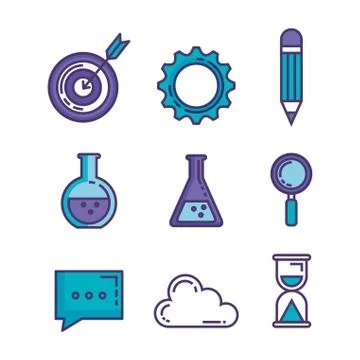 Set of technological innovation icons Illustrazione stock
