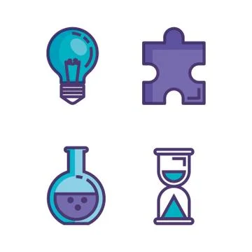 Set of technological innovation icons Stock Illustration