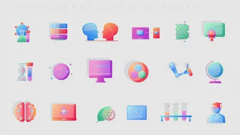 Set of Technology and Science line icons on the alpha channel. 库存影片 236918761