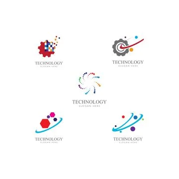 Set Technology, computer, data innovation Illustrazione stock