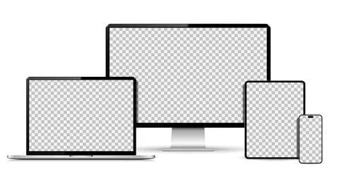 Set technology devices with empty display Stock Illustration