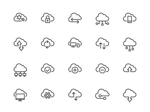 Set technology icon vector cloud computing connection. Big data global server 스톡 일러스트