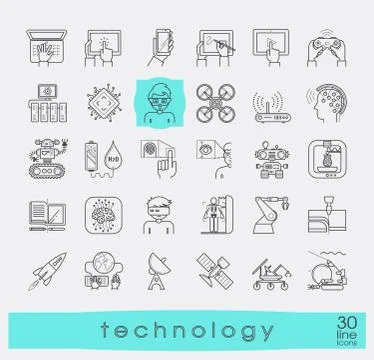 Set of technology icons. Stock Illustration