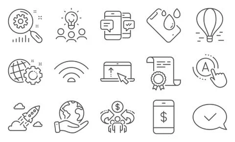 Set of Technology icons, such as Ab testing, Swipe up, Smartphone payment 스톡 일러스트