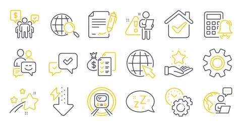 Set of Technology icons, such as Approve, Time management, Accounting wealth Stock Illustration