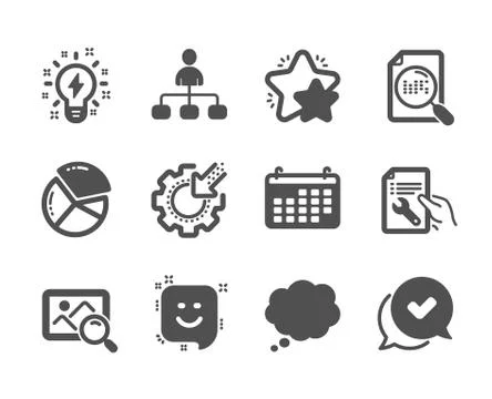 Set of Technology icons, such as Approved, Search file, Search photo. Vector イラスト素材