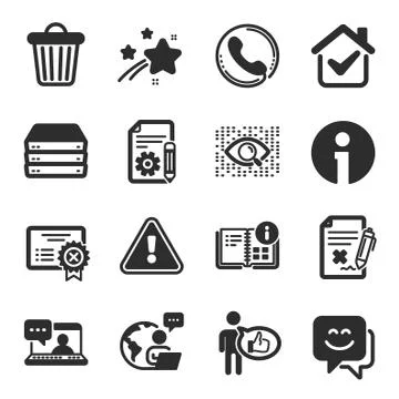 Set of Technology icons, such as Artificial intelligence, Smile face, Reject Stock Illustration