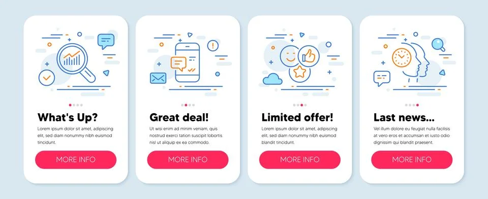 Set of Technology icons, such as Like, Data analysis, Smartphone notification 스톡 일러스트