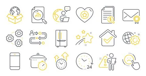 Set of Technology icons, such as Delivery service, Seo gear, Analytics graph イラスト素材