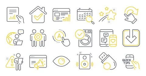 Set of Technology icons, such as Document, Employees teamwork, Ab testing 스톡 일러스트