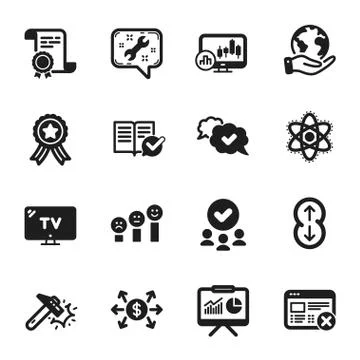Set of Technology icons, such as Dollar exchange, Hammer blow, Reject web Stock Illustration