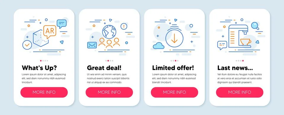 Set of Technology icons, such as Global business, Scroll down, Augmented reality イラスト素材